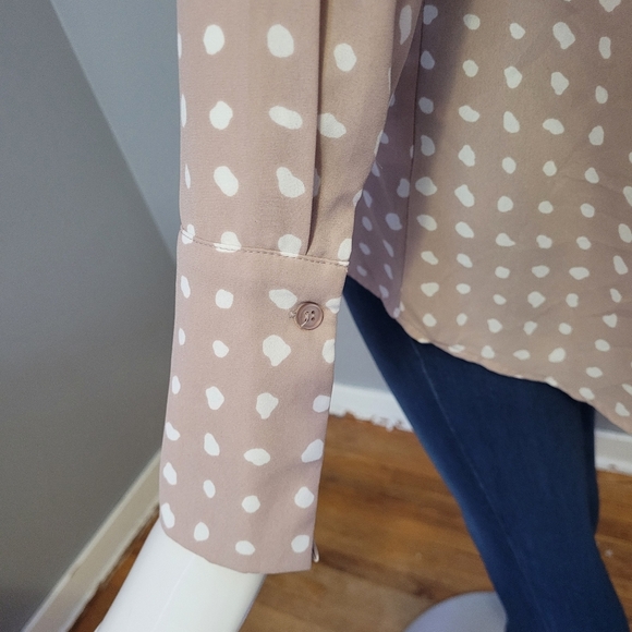 Pleione Tracy Dotted Long Sleeve Blouse, VGUC, Size S - Picture 5 of 7